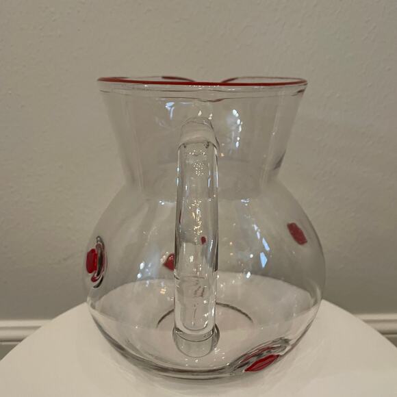 Hearts & Kisses Valentine RED LIPS Glass Pitcher 10in Viral Tik Tok New - Picture 5 of 16